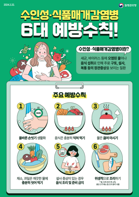 수인성·식품매개 감염병 발생 증가 우려에 따른 예방수칙 안내